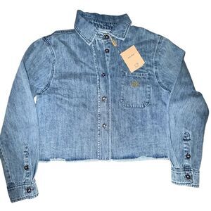 Miu Miu chic Cropped Blue Denim Jacket New with Tags size large